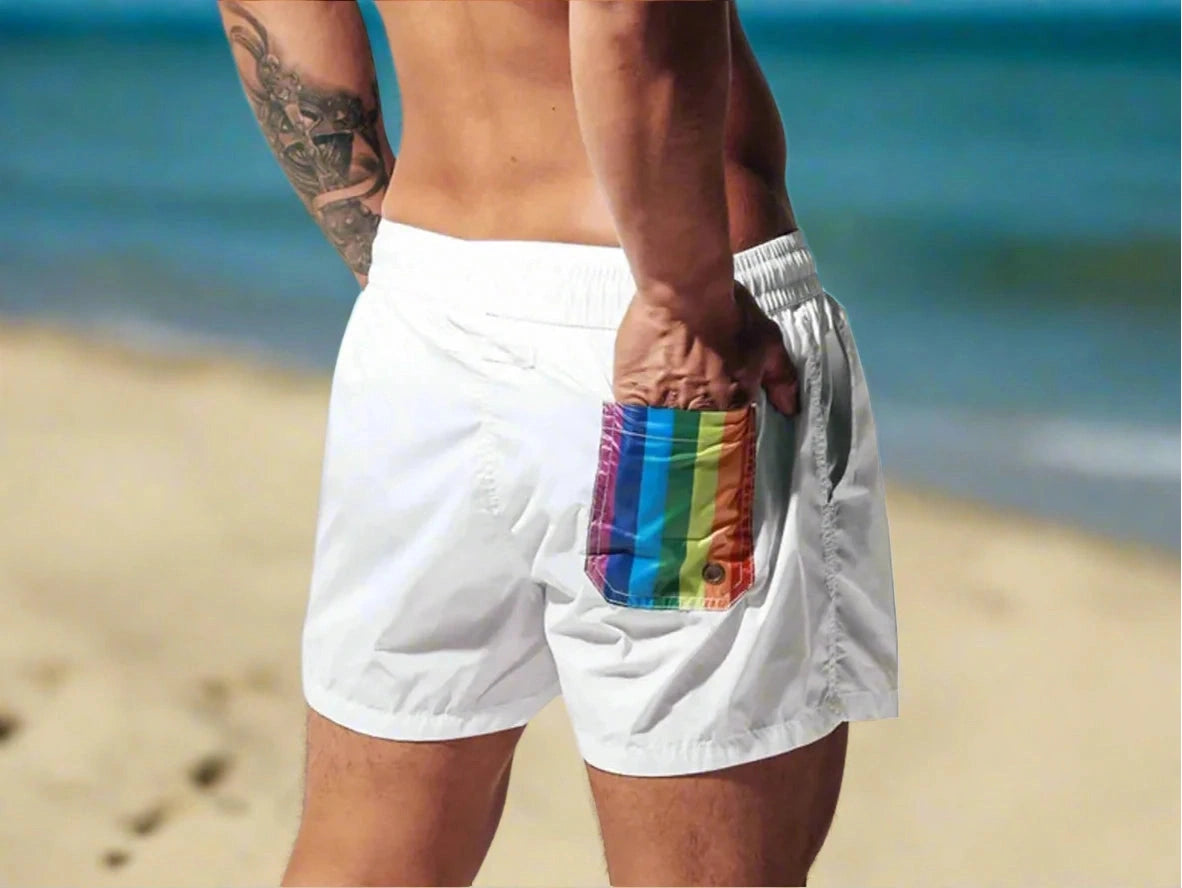 Gay Swim Shorts | DESMIIT Rainbow Beach Shorts