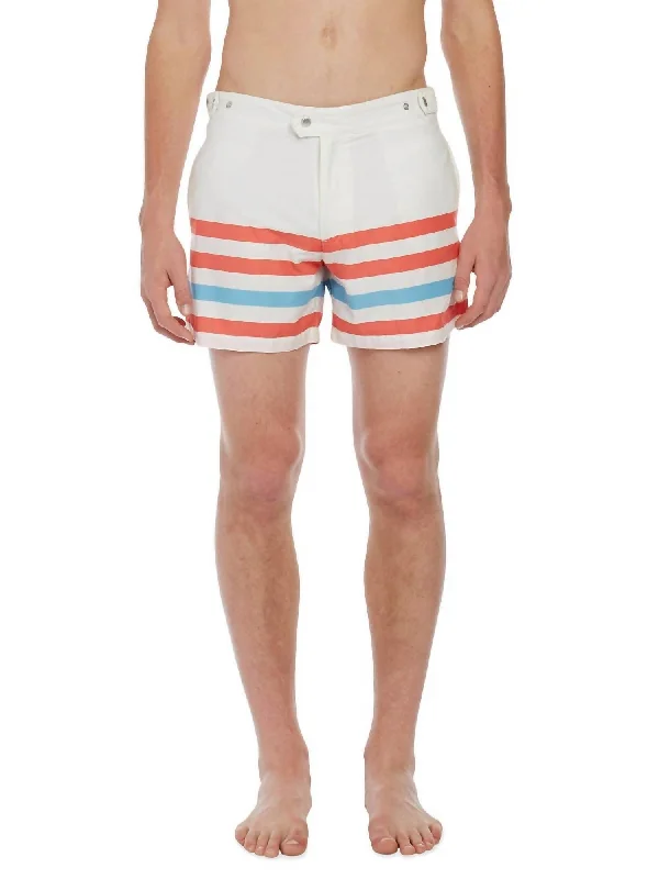 The Kennedy Swim Shorts Trunks In Cream/coral/blue