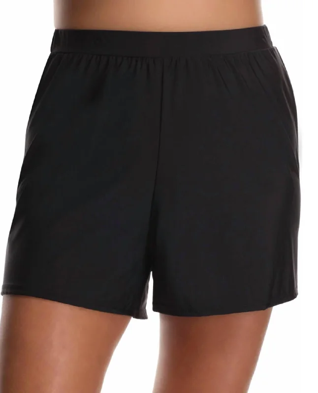 Plus Size Loose Swim Shorts In Black