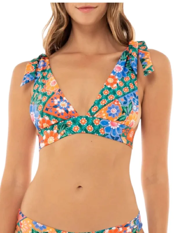 Laurie Tile Swim Top In Blue Multi