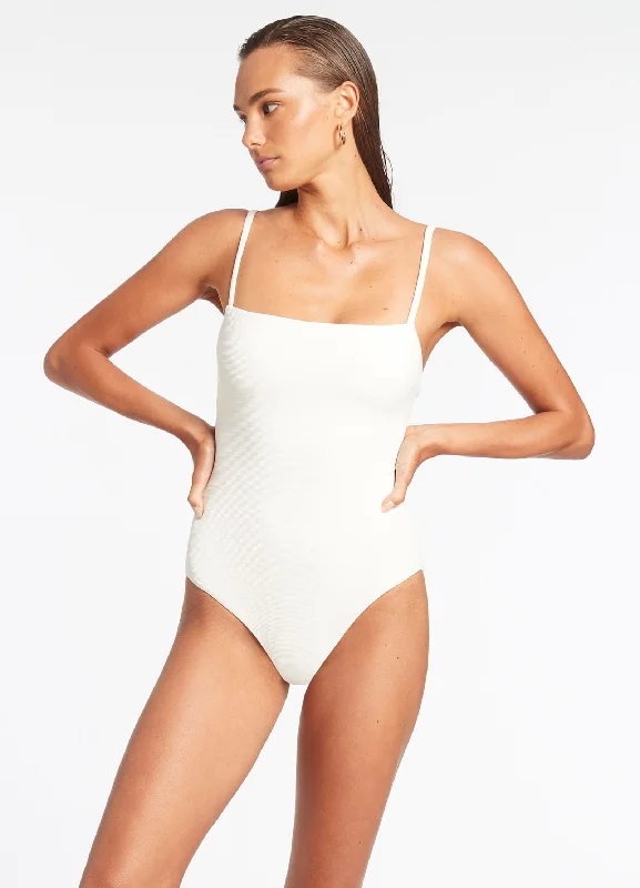 Isla Rib Minimal Tank One Piece - Cream