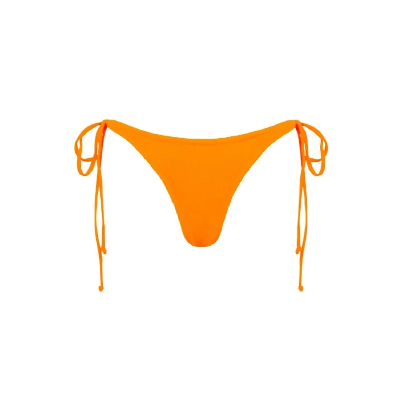 Women's Ribbed Full Coverage Bikini Bottom In Papaya