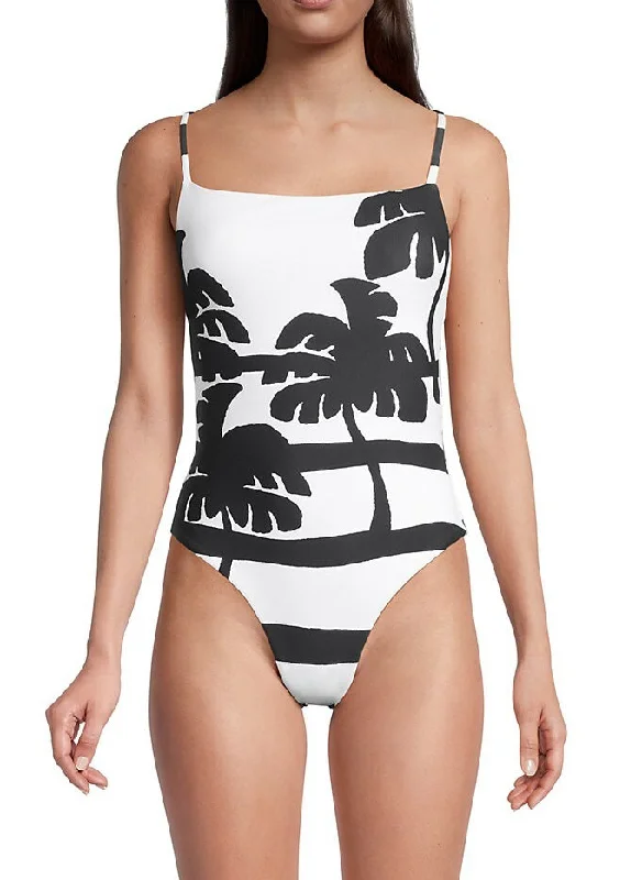 Farm Rio Women Polyamide Elastane Square Neck Coconut One Piece Coconut