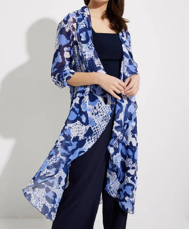 Animal Print Cover-Up In Blue/vanilla