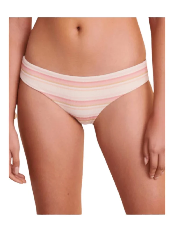 Beach Botanica Stripe Cheeky Bikini Bottom In Bone