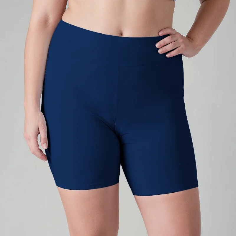 Women's Plus High Waisted Mid-Thigh Swim Shorts