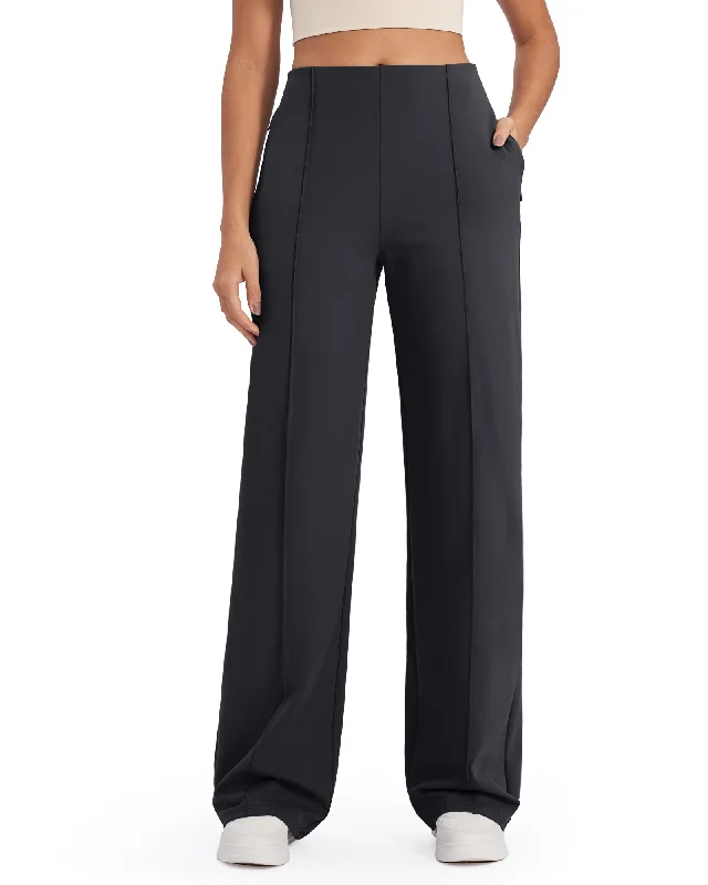 Business Casual Front Pleats Wide Leg Pants