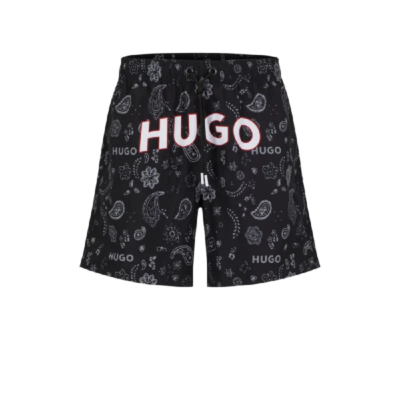 Swim shorts with logo and paisley print