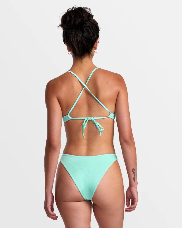 Solid Shimmer High Leg French Bikini Bottoms - Ice Green