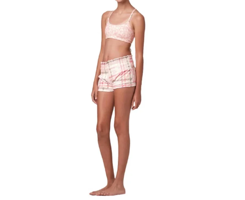 Girl's Short Circuit Swim Shorts In Gingham