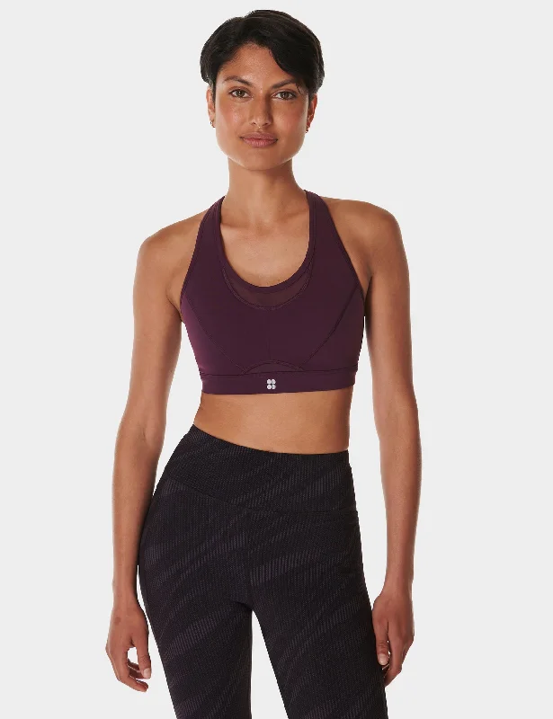 Power Icon Running Bra - Midnight Cherry Purple