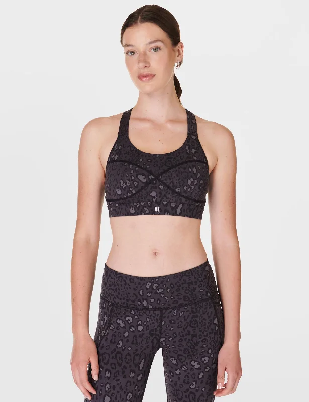 Power Medium Support Sports Bra - Black Luxe Leopard Print