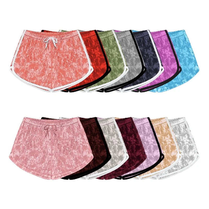 5Pack Womens Soft Velour Velvet Drawstring Shorts Comfy Breathable Relaxed Fit