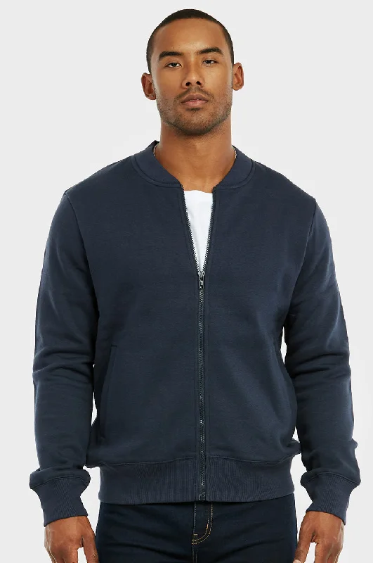 KNOCKER MEN'S FLEECE BOMBER JACKET (FJ2100_NAVY)