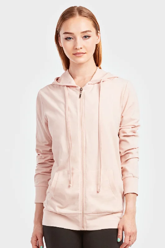 SOFRA LADIES SINGLE JERSEY ZIP-UP HOODIE JACKET (HDC7000_BLUSH)