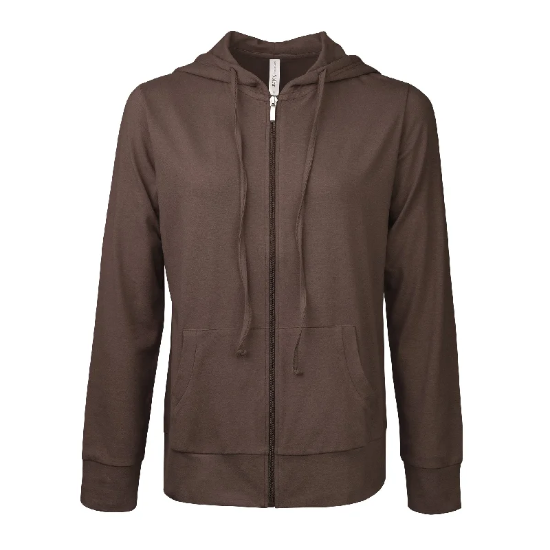 SOFRA LADIES SINGLE JERSEY ZIP-UP HOODIE JACKET (HDC7000A/XA_BROWN)