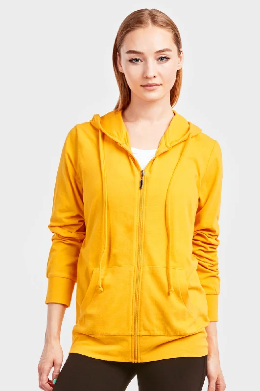 SOFRA LADIES SINGLE JERSEY ZIP-UP HOODIE JACKET (HDC7000A_MUSTARD)