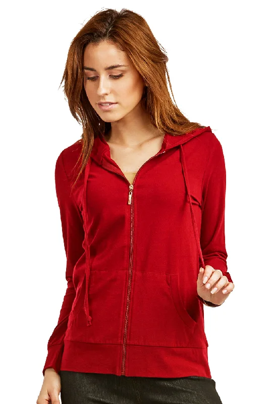 SOFRA LADIES SINGLE JERSEY ZIP-UP HOODIE JACKET (HDC7000A/XA_RED)