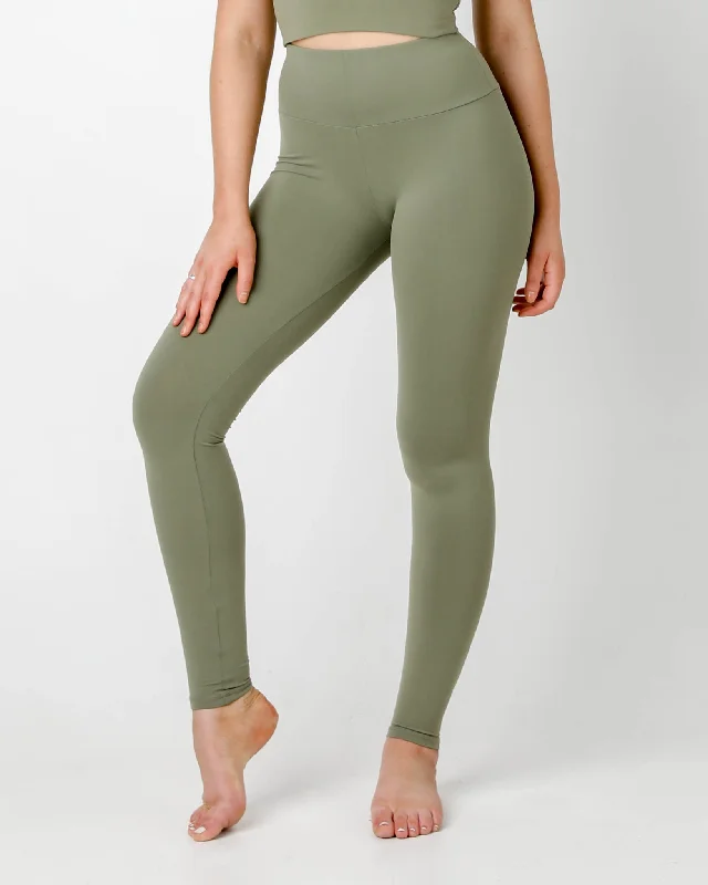 Khaki Plush High Waisted Leggings