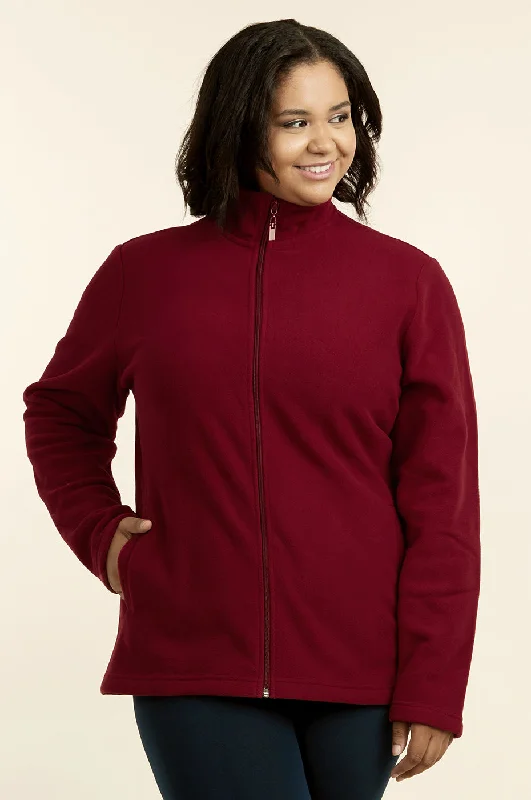 SOFRA LADIES POLAR FLEECE JACKET PLUS SIZE (LPF200X_BURGUNDY)