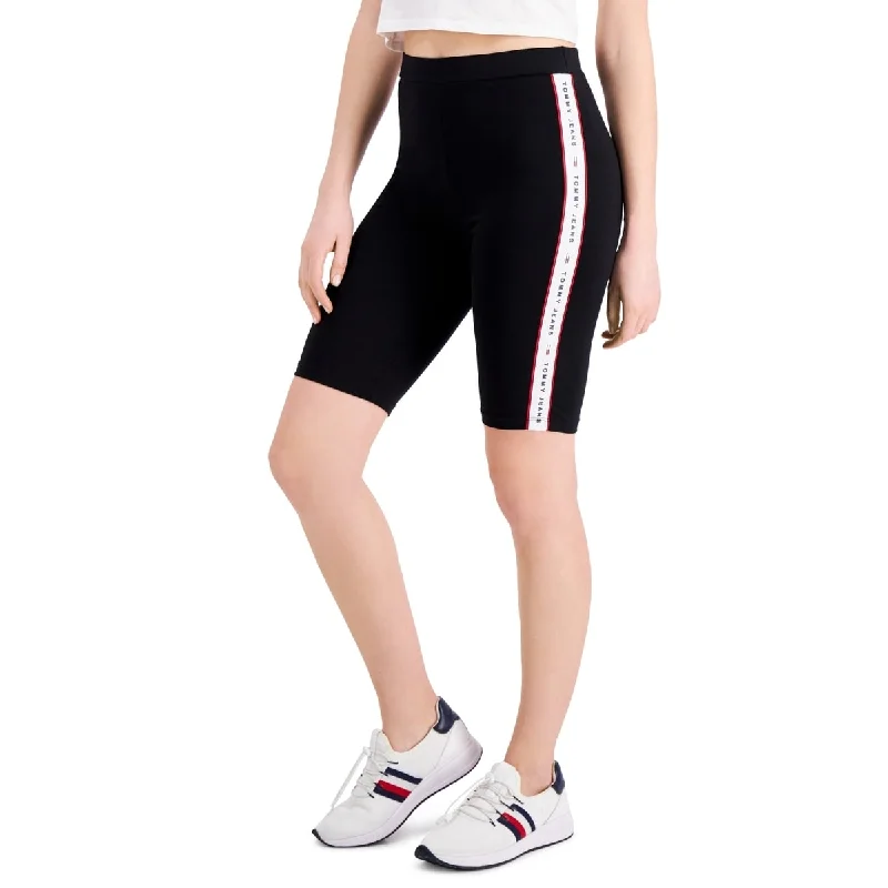 Tommy Jeans Women's Logo Tape Bike Shorts Black Size X-Small - XS